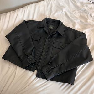 Oversized Cropped Leather Jacket